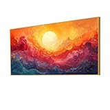 Cuadros Abstractos para Sala Modernos, Contemporary Art, Minimalist Wall Art, Unique Line Art, Colorful Large Wall Art for Living Room Decor, Modern Art Prints, Abstract Line Wall Art, Home Decor (Gold Metal Framed, 48'Wx27'H/122x68cm)