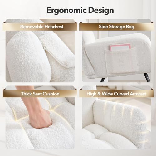 Sillón ergonómico cómodo beige madera miniatura 6