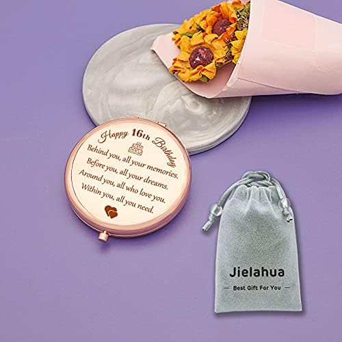 16th Birthday Gifts for Girls Sweet 16th Birthday Gifts for Daughter Granddaughter Niece Rose Gold Compact Mirror 16 Year Old Birthday Gifts for Friend Sister Bestie Inspirational Birthday Gifts