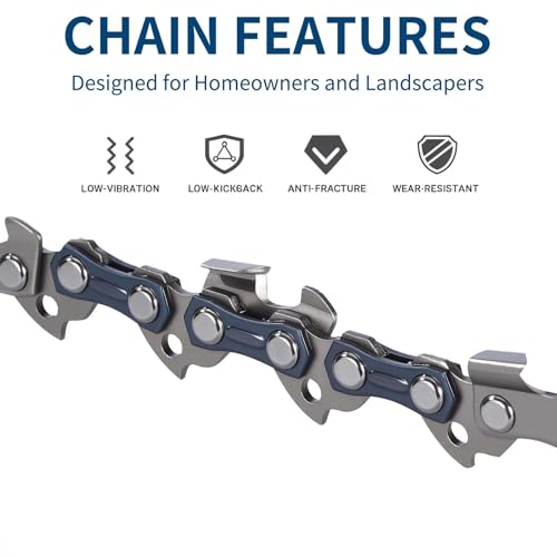 10 Inch Chainsaw Chain 5-Piece Kit with 10-Inch Guide Bar – S40 3/8\" LP .050\" Gauge 40DL Replacement Chains Compatible with Remington, Sunjoe, Greenworks, Echo, Craftsman & More (4 Chains + 1 Bar) - Thumbnail 4