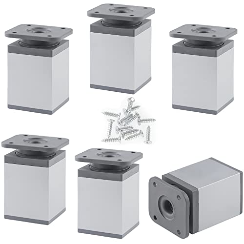 FYSL 6 Stück Möbelfüße Verstellbar 6 Stück 40 x 40 x 60 mm(+20mm) Verstellbare Möbelfüße füße für Möbel, Eckig Möbelbeine Füße für Individuelle DIY-Möbel