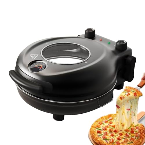 Horno de pizza eléctrico de piedra cerámica de 31 cm, pizzera de encimera de 1200 W con ventana de visualización, control de temperatura independiente, temporizador, para pizza casera de 4 minutos