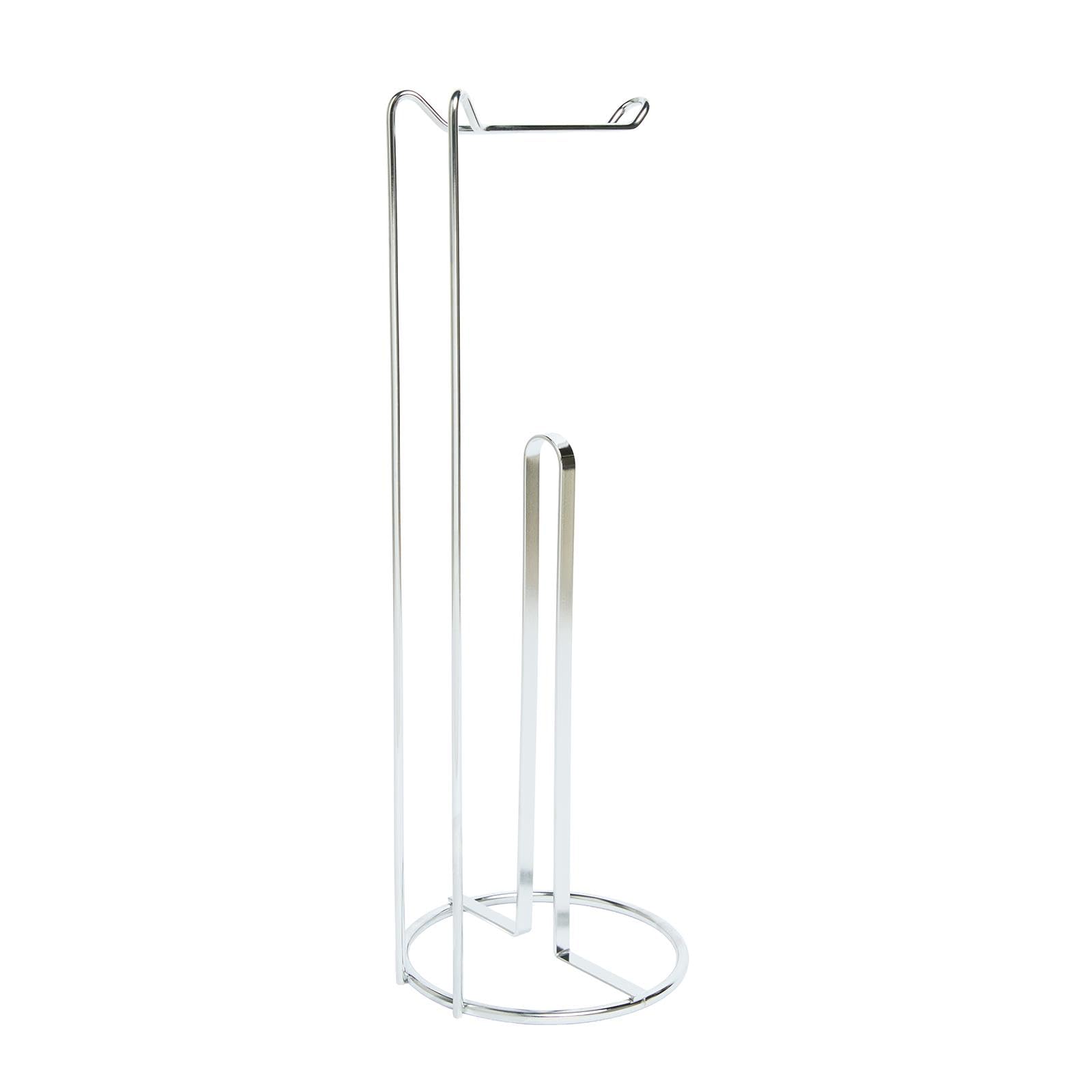 OHS - Freestanding Toilet Roll Holder - Tissue Storage - Silver