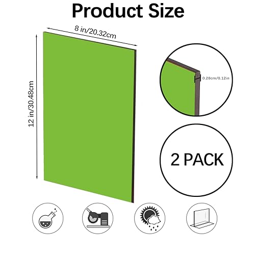 Image of Translucent Green Acrylic Sheets 8*12 inch 1 /8 inch Thick (2.8~3mm) Red Transparent Cast Acrylic Plexiglass Board for Sign, DIY Project, Laser Cutting, Wedding, Craft, Picture Frame, Engraving(2 Pieces)