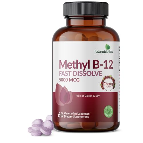 Futurebiotics Methyl B12 5000 MCG Vitamin B12 Methylcobalamin Cherry Flavor Non-GMO 60 Vegetarian Lozenges