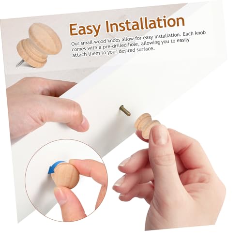 100 Boutons de Meuble Champignon en Bois Naturel pour Commode - 8