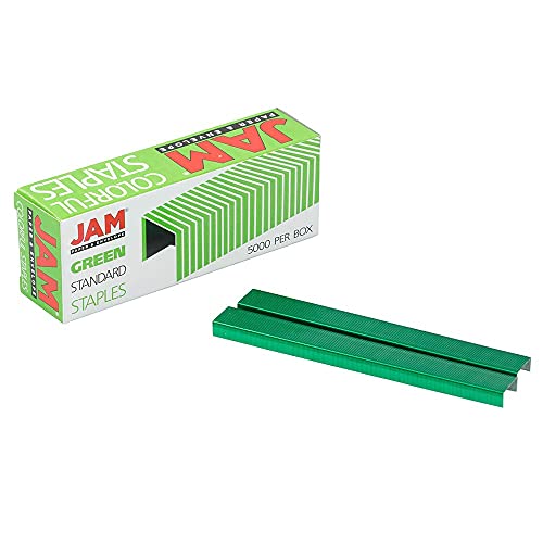 Jam Paper Standard Size Colorful Staples - Emerald Green - 5000/Box #TOP30