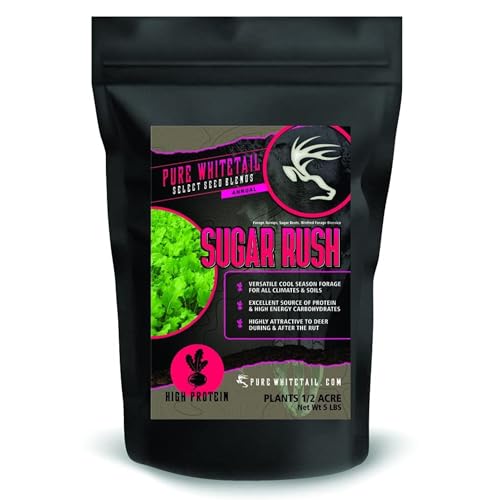 Sugar Rush | Select Seed Blends | Easiest Deer Feeder | Late Season Whitetail Deer Food Plot | Turnip, Sugar Beet, Winfred Forage Brassica Seeds | Plants 1/2 Acre | 5 lb Bag