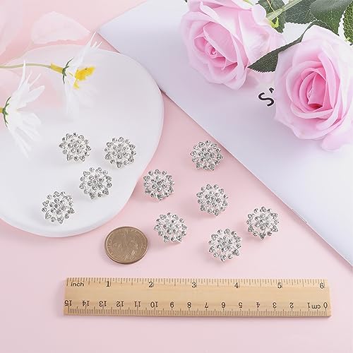 GORGECRAFT 10Pcs Rhinestone Shank Buttons Alloy Crystal Flower Shape Decorative Buttons Applique Embellishments in Clothes Diy Jewelry Decoration for Crafts Wedding Party Bouquet - Image 3