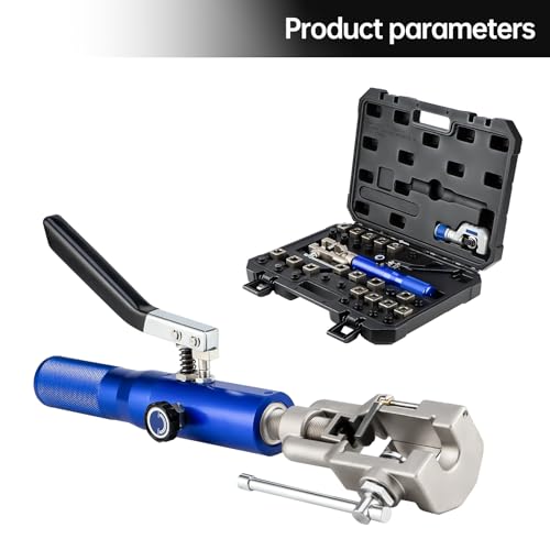 Hydraulic Flaring Tool Kits, 45° Double Flaring Tools, Brake Repair Brake Flaring Tool for 3/16"-1/2",Brake Flare Tool with Tube Cutter, 33PCS Flaring Dies for Copper Line, Steel Pipe and GM Reparing