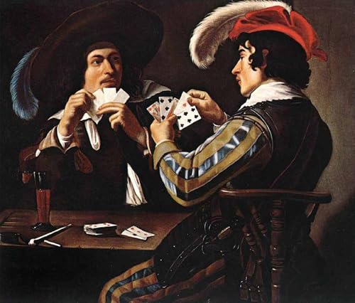 Toile les joueurs de cartes Theodoor Rombouts grand tableau pour habiller un mur de bureau