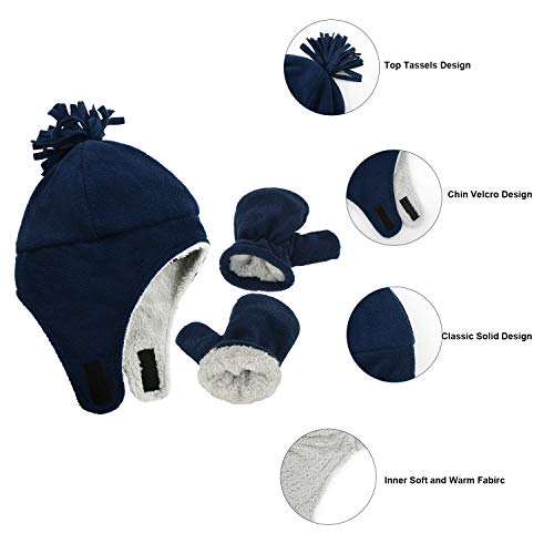 Zando Baby Winter Hat and Mitten Set Size 3M-7Y - Cute Fleece Sherpa Lined Warm Beanie for Toddler Kids Newborn Boys Girls4