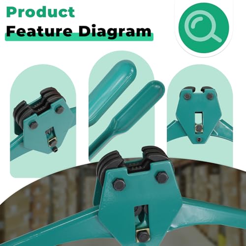 Image of Strapping Sealer /Crimper for 1 /2 inch-3 /4 inch Polypropylene (PP) Polyester Strapping Band Manual Banding Tool with 20.8 inch Extended Handle (Green)