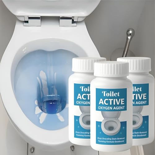 Image of Toilet Active Oxygen Agent - Powerful Toilet Bowl Cleaner Powder for Deep Descaling, Stain Removal & Odor Control | Foaming Toilet Cleaning Formula ((pack of 3))