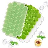 SZRWD Eiswürfelform,2 Stück Silikon Eiswuerfel,37-Fach Eiswuerfelbehaelter Mit Deckel,BPA-frei,Verwendet Für Kuchen,Brot,Mousse,Gelee,EIS,Fertiggerichte(Grün)