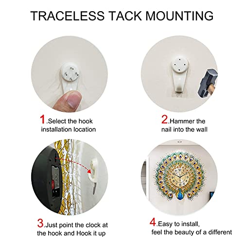 Eurson Luxury Large Peacock Wall Clock 23.7 Inch Non-Ticking Silent Crystal Creative Personality Modern Art Decorative Wall Clocks For Living Room Decor (Blue&Green-S) #TOP4