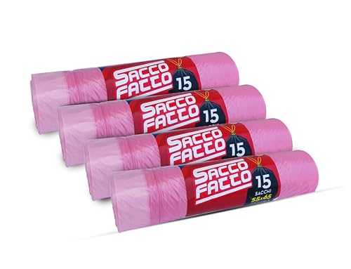 EFFENNE Group - 60 Bolsas de Basura Perfumadas Transparentes 55x65 cm con Asas para la Recogida de Residuos Internos - Bolsas de Plástico para Cubos de Basura de Cocina y Baño