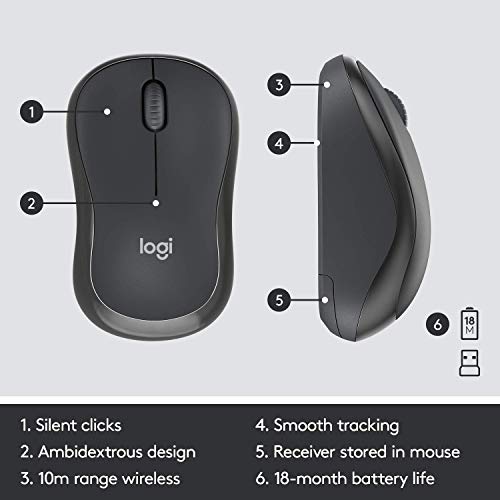 Logitech Mk295 Wireless Mouse & Keyboard Combo With Silenttouch Technology, Full Numpad, Advanced Optical Tracking, Lag-Free Wireless, 90% Less Noise - Graphite #TOP6