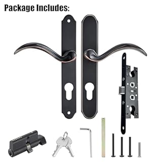 HauSun Storm Door Handle Set Replacement Kit with 2 Point Mortise Lock and Key,Security Door Keyed Lever Handle Fits for Pella or Larson Storm Door (Oil Rubbed Bronze)