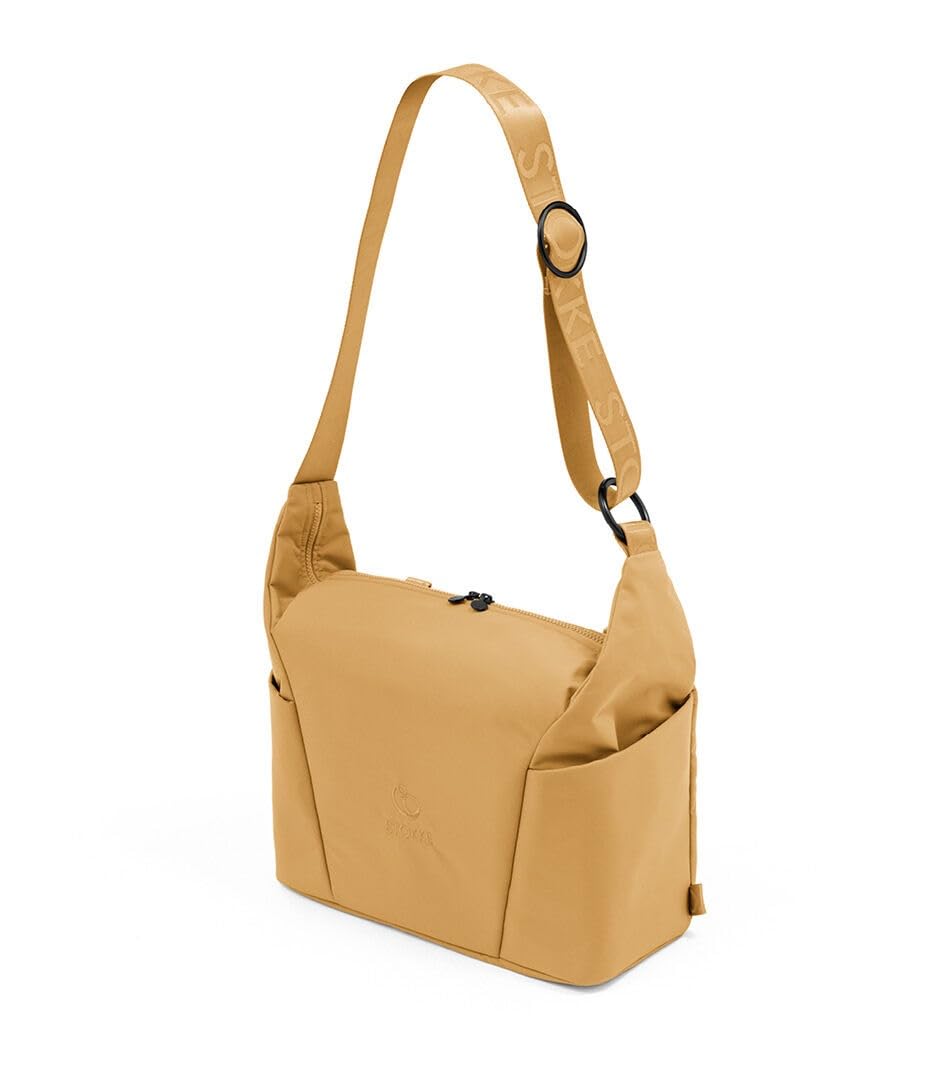 Borsa per il cambio Stokke Xplory X, Golden Yellow - Può essere portata a spalla o come zaino - Include un materassino per il cambio pieghevole - UPF 50+, Idrorepellente, Facile da pulire