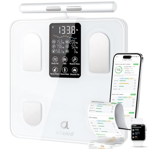 arboleaf Scale for Body Weight Upgrade 50+ Metrics 8-Electrode Smart Scale with BMI Body Fat Muscle Mass Full Body Composition Analyzer High Precision Digital Bathroom Scale