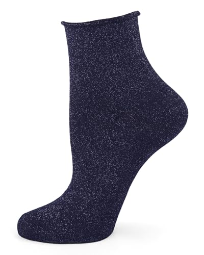 MeMoi Women's Shimmer Roll Top Shortie Socks3