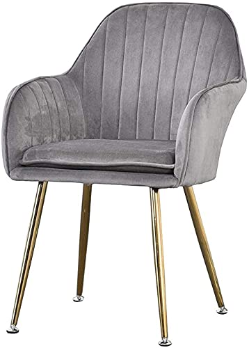 Chaise de salle à manger moderne en velours gris avec pieds en métal stable