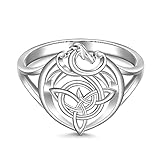 Dragon Ring Celtic Sterling Silver Celtic knot Dragon Rings for Women Vintage Dragons Jewelry Halloween Christmas Gifts Size 8