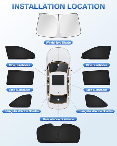 Image of Canvcle Sunshades for Toyota Highlander 2014-2019 Accessories Windshield Sun Shade Side Rear Window Shade Cover Sun Visor Shield Privacy Protection Keep Vehicle Cool Black 8PCS
