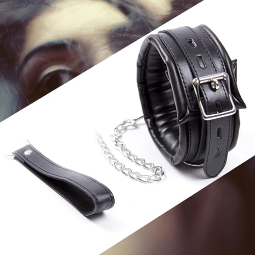 YUZHO Halsband damen für sex Erwachsene Einstellbar Lederhalsband mit Ketten Gepolstert BDSM Bondage Erotik Sexspielzeug Fetisch Halsbänder Leinen Fetisch Sexspielzeug für Paare Extrem Sex