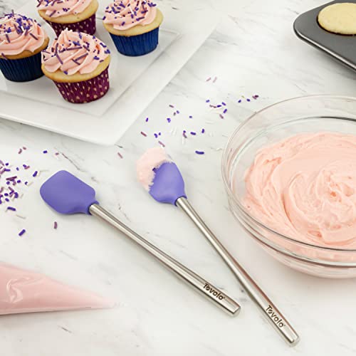 Image of Tovolo Flex-Core Stainless Steel Handled Mini Spatula & Spoonula Set of 2, Kitchen Utensil Set, BPA-Free Silicone, Safe for Cast Iron & Cookware Dishwasher-Safe