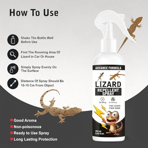 Image of Lizard Repellent for Home Spray Pest Control | Made With Plants Oil, Irritant-Free, Chemical-Free | Baby Skin Safe Plant Safe (200 ML) (peck of 1)