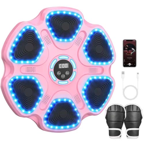 Image of Music Boxing Machine for Kids Adults, Smart Interactive Music Punching Machine with Gloves 11 Modes 9 Speeds Wall Mounted Electronic Boxing Punching Pad for Reaction Training Home Fitness Room Game