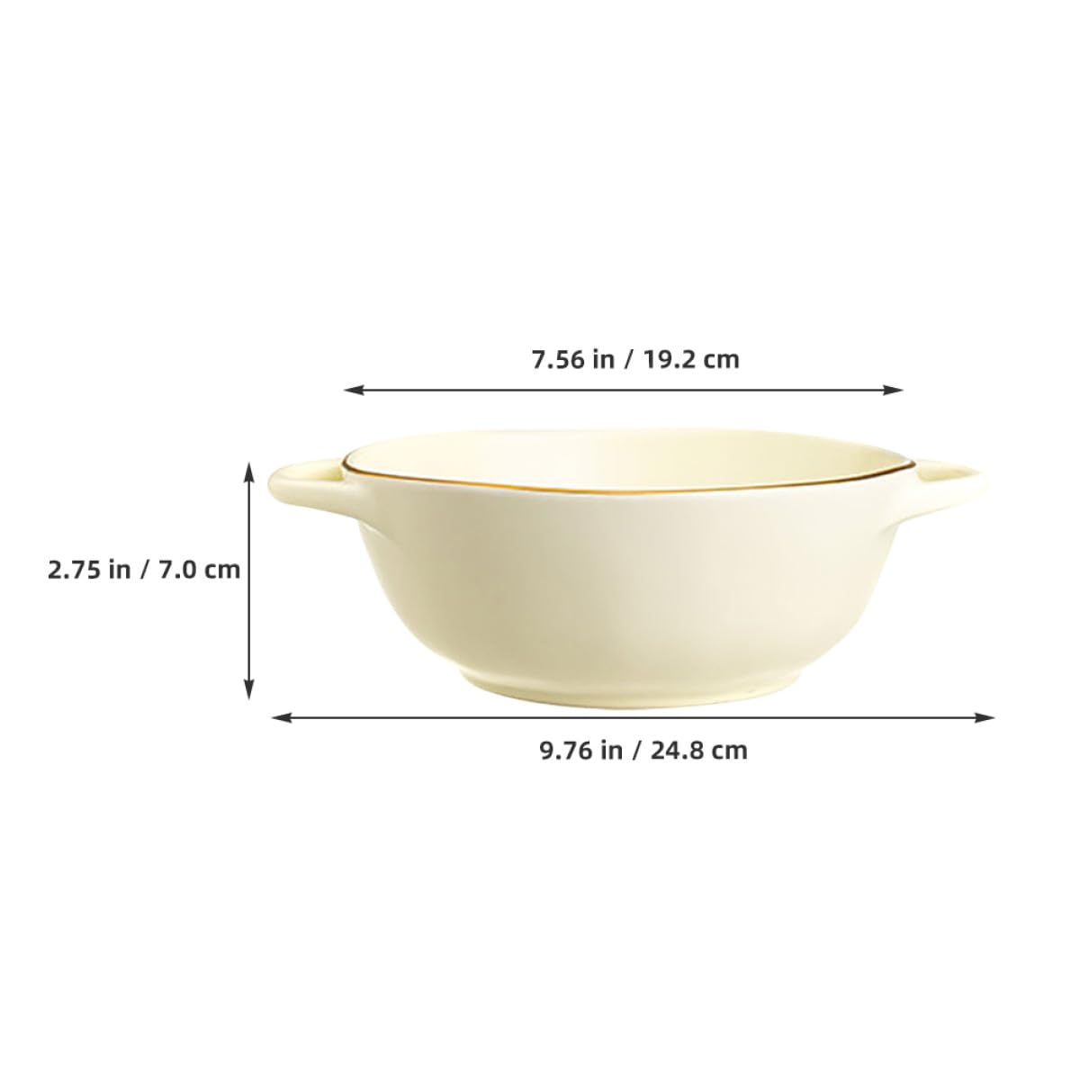 Tazón de Cerámica Beige Doble Asa para Hornear, Resistente al Calor y Apto para Microondas, Capacidad 1200ml, Adecuado para Ensaladas y Sopas