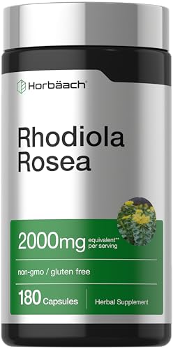 Rhodiola Rosea Capsules 2000mg | 180 Count | Non-GMO Gluten Free Supplement | by Horbaach