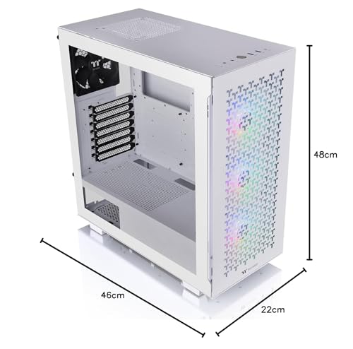 Thermaltake V350 TG ARGB Air Snow White | Châssis PC | Boîtier Moyen ATX-Tour | Verre trempé 4 mm | 4 Ventilateurs y Compris | Blanc