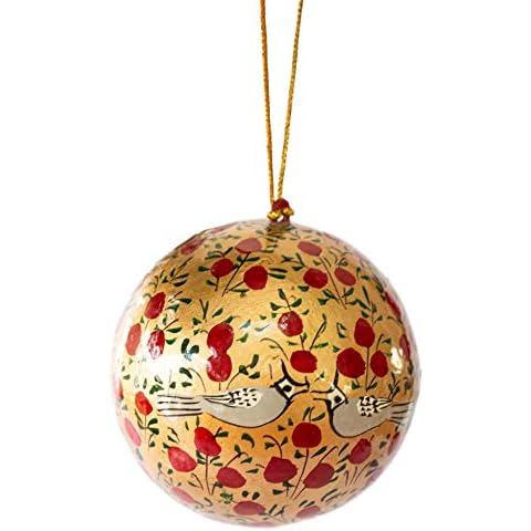 Aurora Christmas Bird Design Christmas Bauble, Red & Gold, 3" Cover