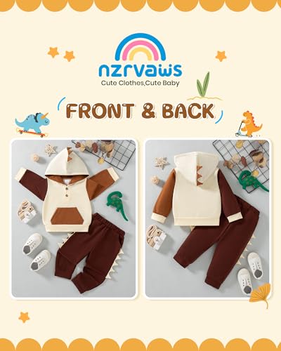 NZRVAWS Toddler Baby Boy Clothes Infant Long Sleeve Hoodie Plaid Top Pant Set 2Pcs Fall Winter 6M-4T Little Kid Outfits4