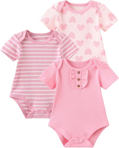 Image of ZAVBABY Newborn Baby Boy Girl Bodysuits Short Sleeve Summer Infant Clothes 0-12 Month