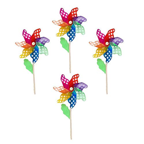 Modou Pinwheels - Pack van 4, kleurrijke pinwheels - Value Pack - Geschikt voor tuin, feest, outdoor, tuin, decoratie veelkleurig, 9,5 x 22 inch