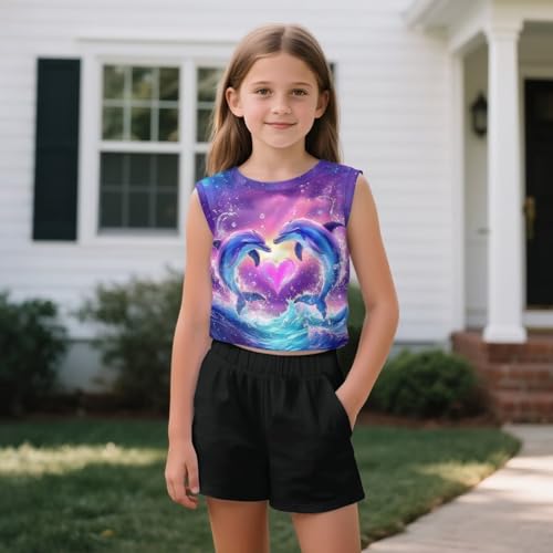 ZFRXIGN Cute Clothes for Teen Girls 5-14 Years 2 Piece Summer Set Tracksuit Outfit Sleeveless Tank Top for Gym Clothing3