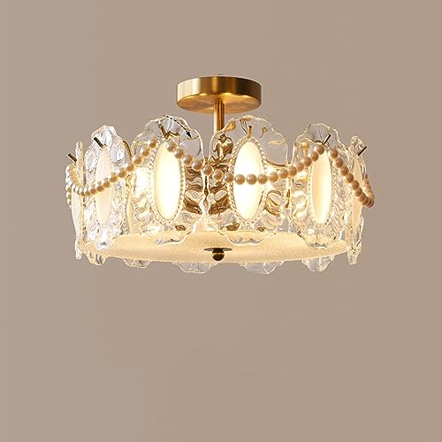 Plafonnier cristal vintage pour plafond bas résolvant le manque de lumière