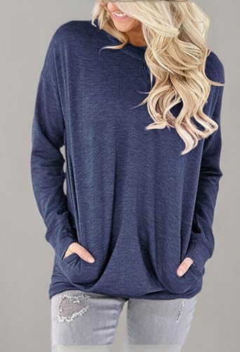 ONLYSHE Womens Crewneck Sweatshirt Casual Loose Fitting Tops Long Sleeve T Shirt