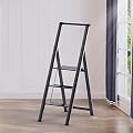 Soladder 3 Step Ladder, Slim Folding Steps Stool with Handrail, Lightweight Aluminum Alloy Foldable Black Ladder with Anti-Slip Wide Pedal, for Home, Kitchen, Office, Garage Use (330 lbs Capacity)