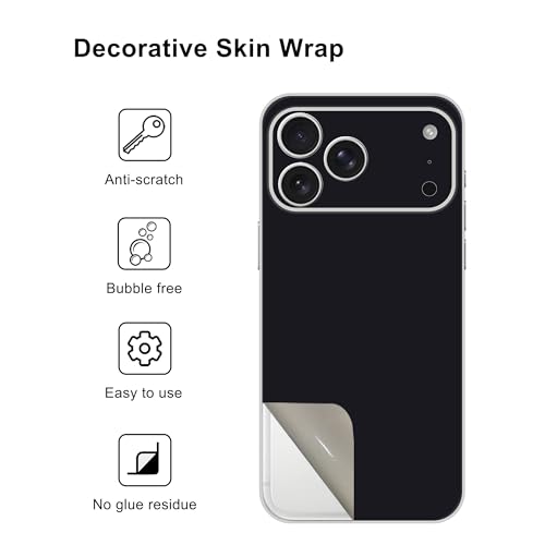 Skin Wrap para iPhone 15 16 17 Pro Max protector de vinilo negro de cámara 3