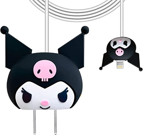 Image of Best HUB Cartoon 3D Design Protective Case Compatible with (Only Samsung Galaxy 25W) USB-C Power Adapter Charger, Cute Cartoon Type C Data Cable Case for Samsung (Black CAT)