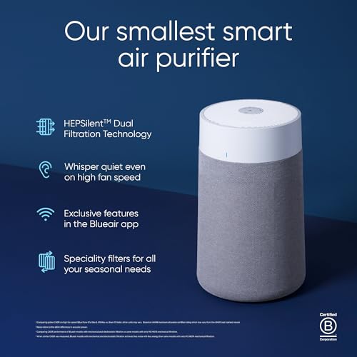 Blueair Blue 511i Max Smart WiFi Air Purifier, HEPASilent Dual Filtration Up To 43m², Whisper Quiet, Air Cleaner for Pets, Allergies, Virus, Dust, Mould, Smoke