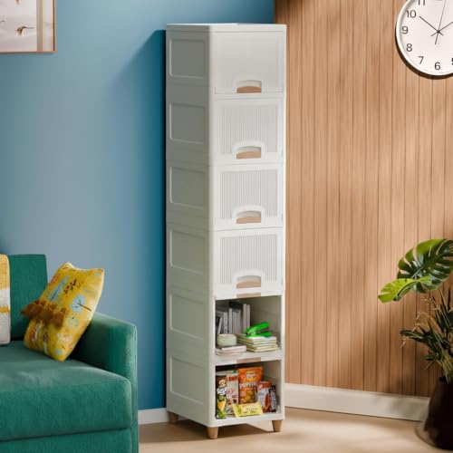Image of 6 Layer Plastic Wardrobe for Clothes : Versatile Plastic Cupboard for Storage Organizer & Organisers Storage Box for Ideal for Neat and Tidy Storage Solutions Almirah for Clothes-White