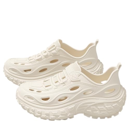 Men's Summer Comfort Sandals - Breathable Closed Toe Sandals for Outdoor, Driving, Beach and Sports - Lightweight Slip-On Water Shoes(White,25cm)