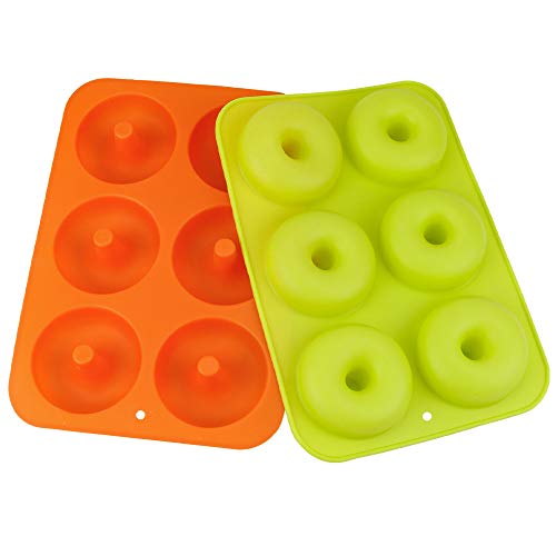 2 moldes de silicona para donuts, 6 cavidades, molde para pasteles, antiadherente, seguro para hornear, molde para hornear, molde para donut, magdalenas, gelatina, galletas, de IWILCS